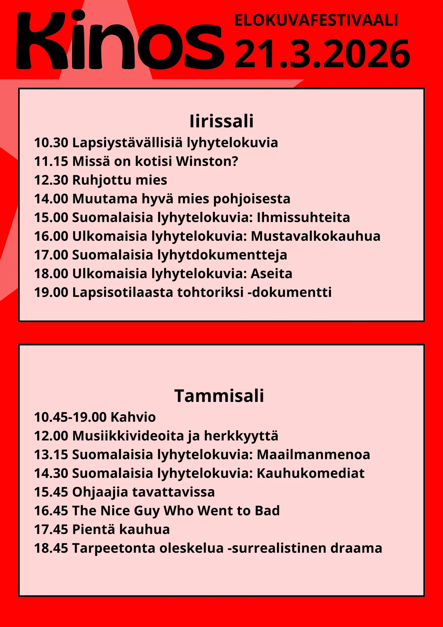 KINOS - ELOKUVAFESTIVAALI: LAPSISOTILAASTA TOHTORIKSI